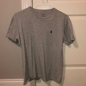 Gray polo t shirt.